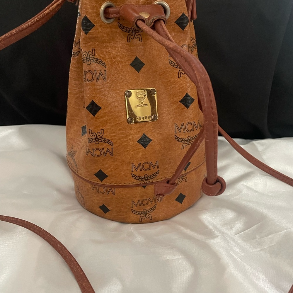 Cognac Mini Mcm Draw String Bucket Bag - image 2